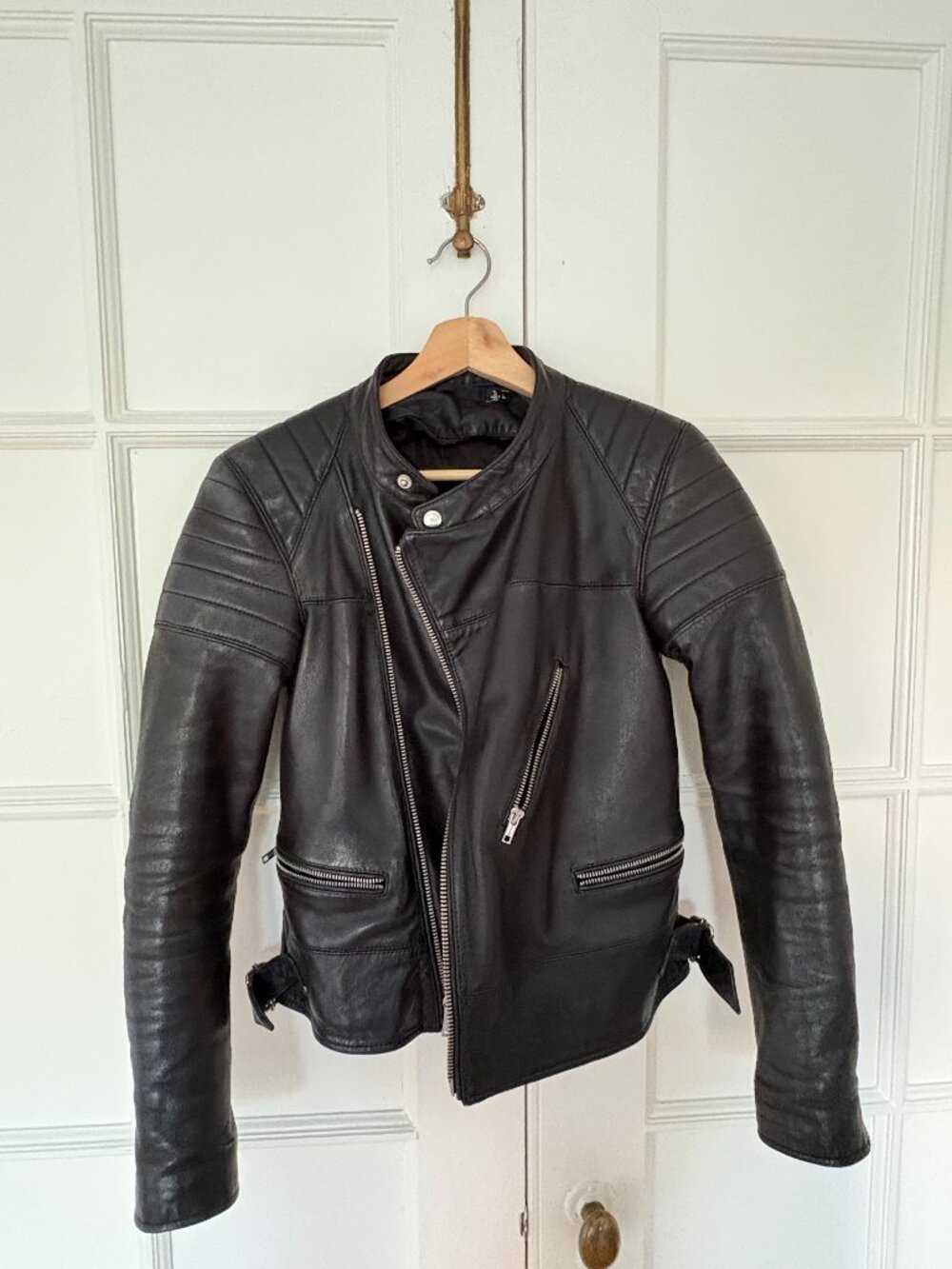 BLK DNM Real Leather Bomber Jacket - Women's Small in Black